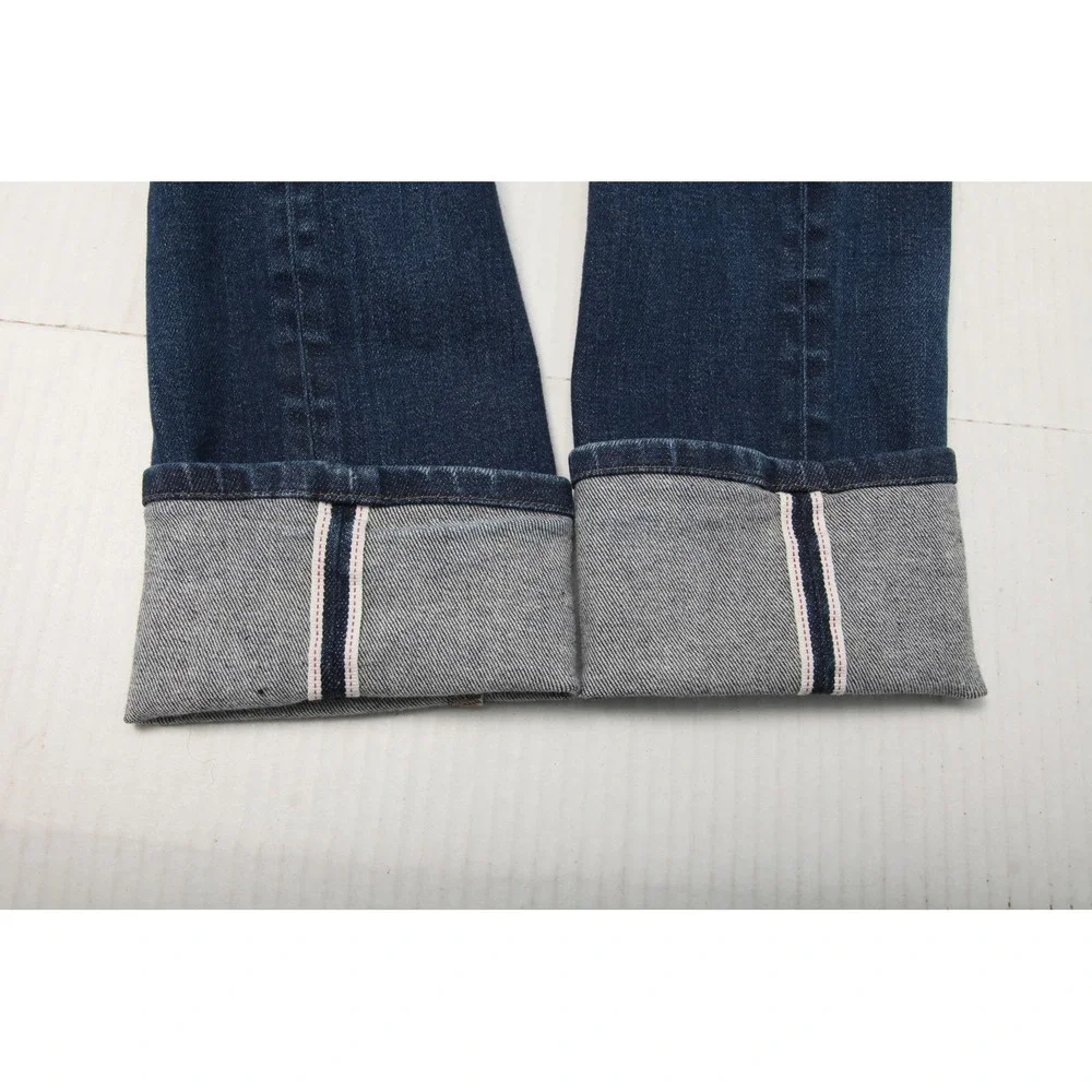 Uniqlo Jeans Mens 33x32 Blue Slim Straight Selvedge Denim Stretch Low Rise